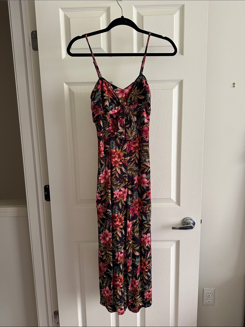 American Eagle Outfitters Black Floral Maxi Jumpsuit